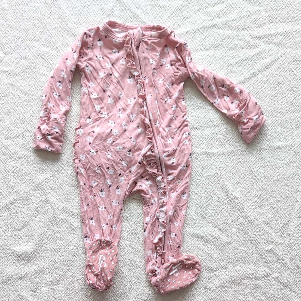 Posh Peanut Footie Pajamas Pink Ruffle Butt 0-3 Months